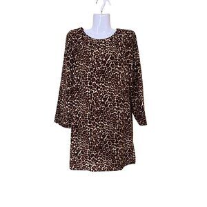 NEW J.Crew Womens Leopard Print Long Sleeve Shift Dress Size 6